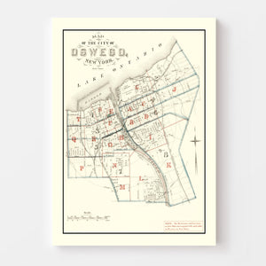 Vintage Map of Oswego, New York 1880