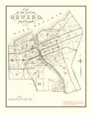 Vintage Map of Oswego, New York 1880