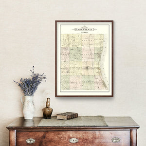 Vintage Map of Lake County, Illinois 1885