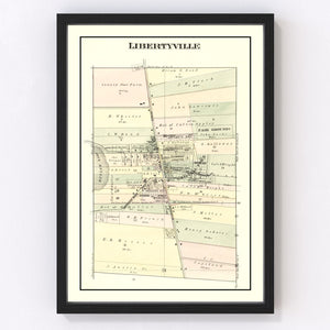 Vintage Map of Libertyville, Illinois 1885