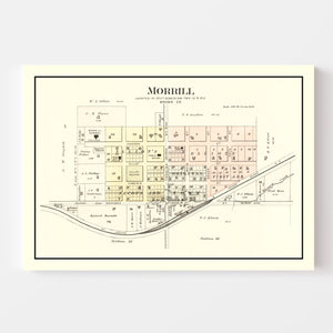 Vintage Map of Morrill, Kansas 1887