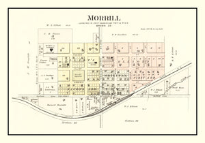 Vintage Map of Morrill, Kansas 1887