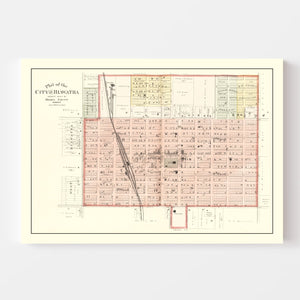Vintage Map of Hiawatha, Kansas 1887