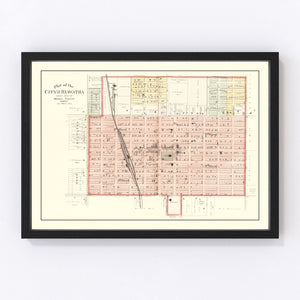 Vintage Map of Hiawatha, Kansas 1887