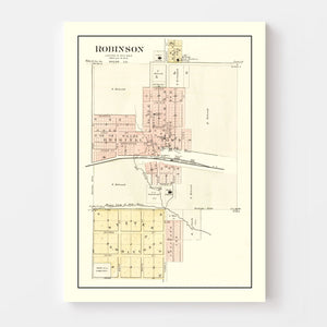 Vintage Map of Robinson, Kansas 1887
