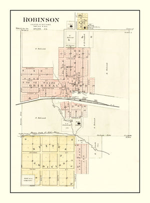 Vintage Map of Robinson, Kansas 1887