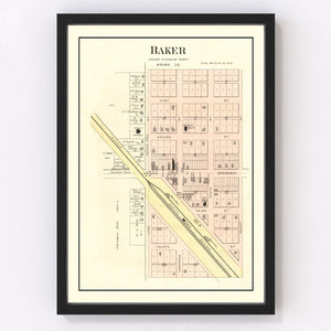 Vintage Map of Baker, Kansas 1887