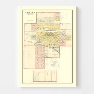 Vintage Map of Sabetha, Kansas 1887