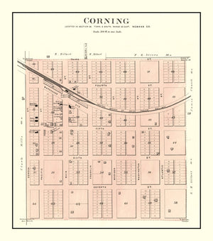 Vintage Map of Corning, Kansas 1887