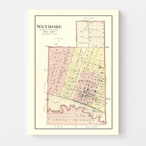 Vintage Map of Wetmore, Kansas 1887
