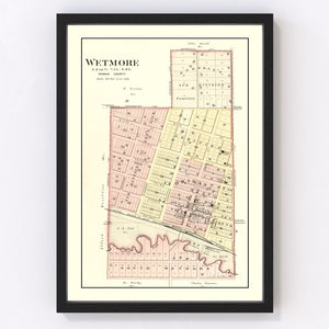 Vintage Map of Wetmore, Kansas 1887
