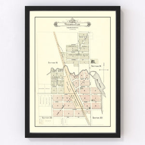 Vintage Map of Clio, Michigan 1889