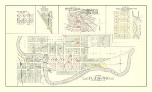 Vintage Map of Flushing, Michigan 1889