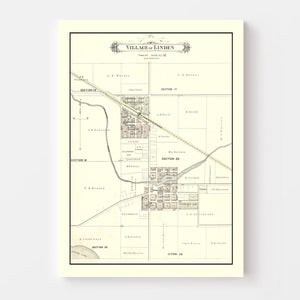 Vintage Map of Linden, Michigan 1889