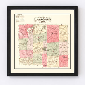 Vintage Map of Logan County, Ohio 1890