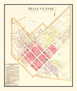 Vintage Map of Belle Centre, Ohio 1890