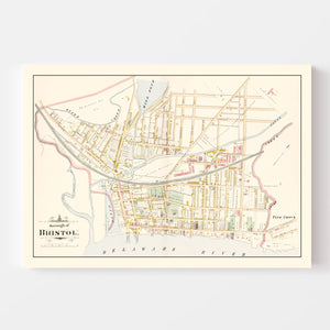 Vintage Map of Bristol, Pennsylvania 1891