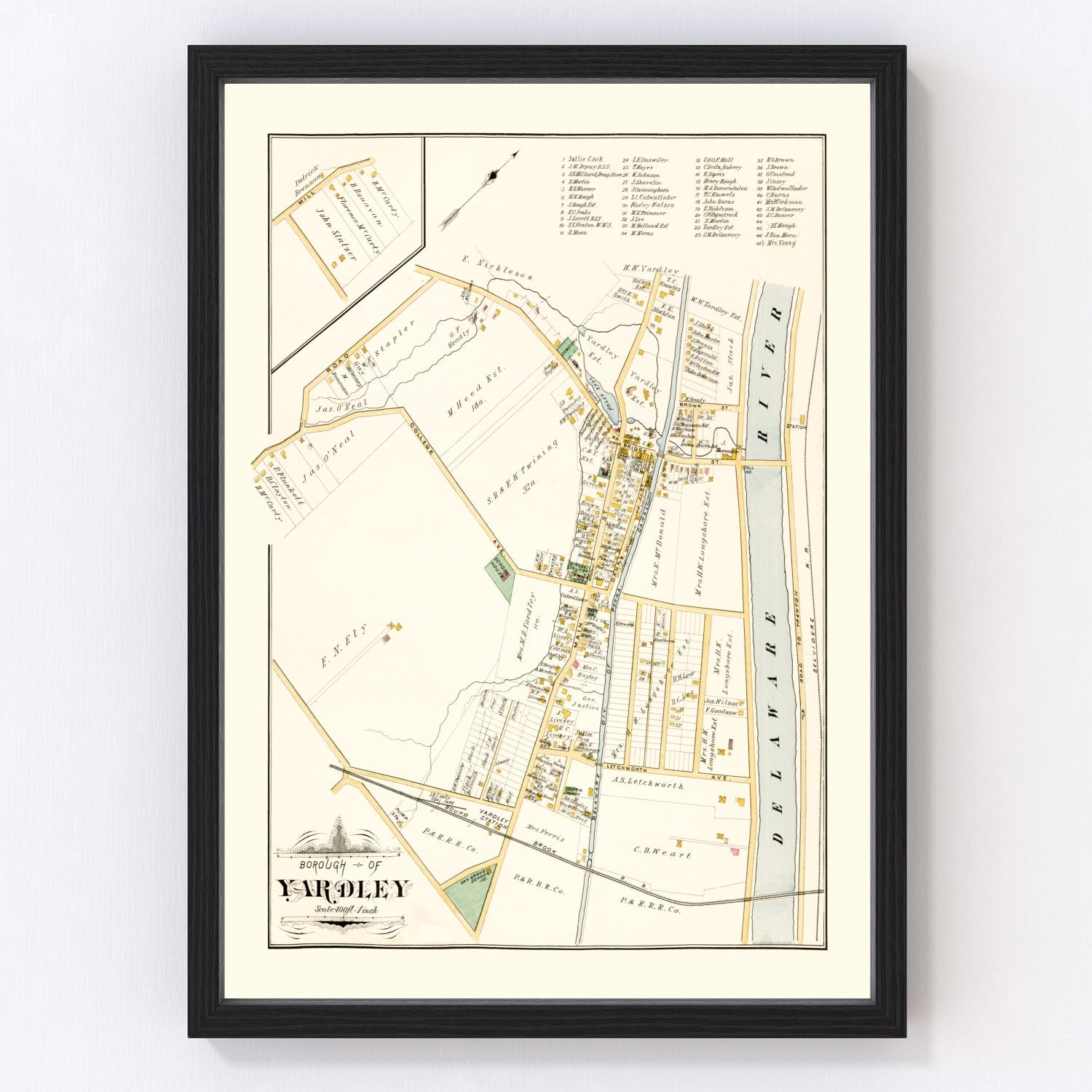Vintage Map of Yardley, Pennsylvania 1891
