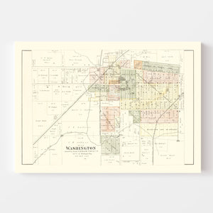 Vintage Map of Washington, Illinois 1891