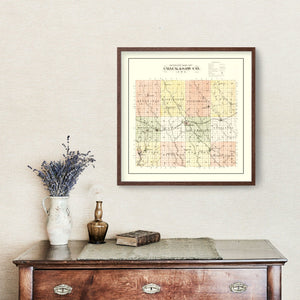 Vintage Map of Chickasaw County, Iowa 1892