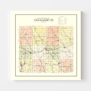 Vintage Map of Chickasaw County, Iowa 1892
