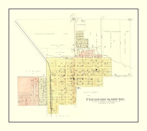 Vintage Map of Fredericksburg, Iowa 1892