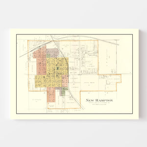 Vintage Map of New Hampton, Iowa 1892