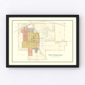 Vintage Map of New Hampton, Iowa 1892