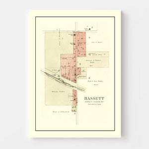 Vintage Map of Bassett, Iowa 1892
