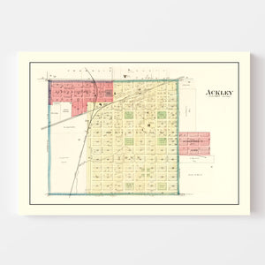 Vintage Map of Ackley, Iowa 1892