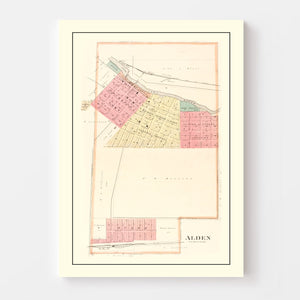 Vintage Map of Alden, Iowa 1892