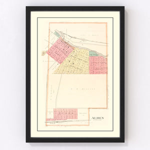 Vintage Map of Alden, Iowa 1892