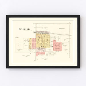Vintage Map of Hubbard, Iowa 1892