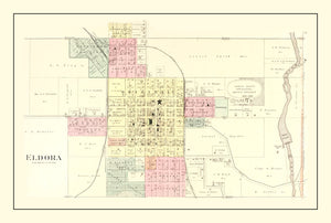 Vintage Map of Eldora, Iowa 1892
