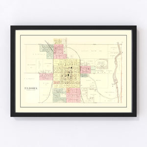 Vintage Map of Eldora, Iowa 1892