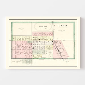 Vintage Map of Union, Iowa 1892
