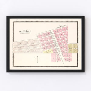 Vintage Map of Mayville, North Dakota 1892