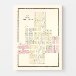 Vintage Map of Portland, North Dakota 1892