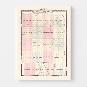 Vintage Map of Steele County, North Dakota 1892