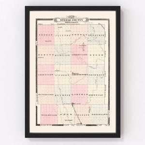 Vintage Map of Steele County, North Dakota 1892