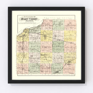 Vintage Map of Henry County, Illinois 1893