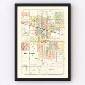 Vintage Map of Geneseo, Illinois 1893