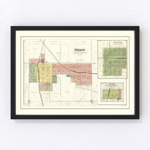 Vintage Map of Orion, Illinois 1893