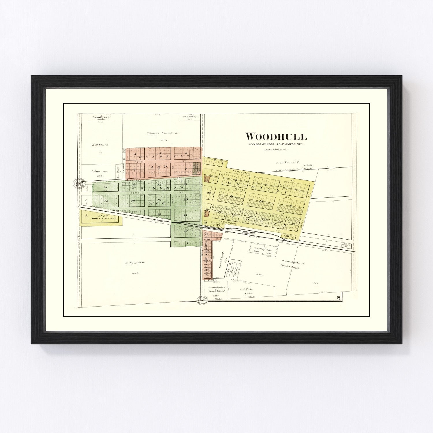 Vintage Map of Woodhull, Illinois 1893