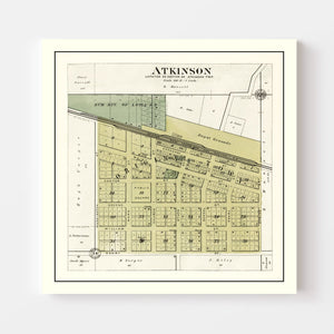 Vintage Map of Atkinson, Illinois 1893