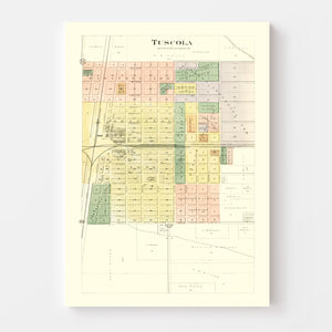 Vintage Map of Tuscola, Illinois 1893