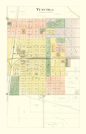 Vintage Map of Tuscola, Illinois 1893