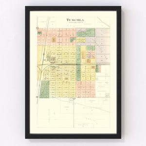 Vintage Map of Tuscola, Illinois 1893