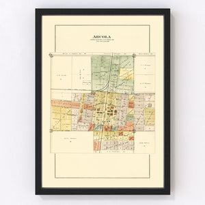 Vintage Map of Arcola, Illinois 1893