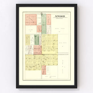 Vintage Map of Atwood, Illinois 1893